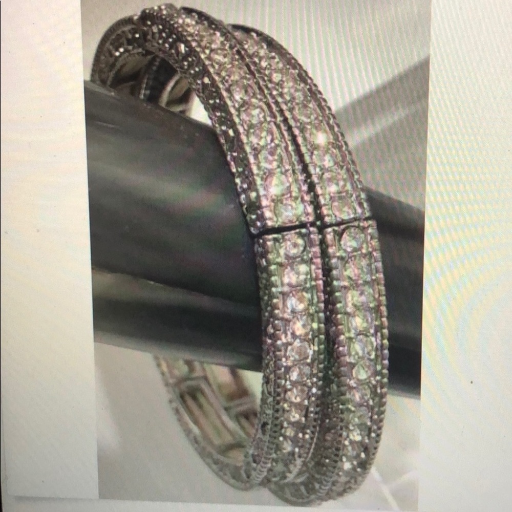 Set of 2 Bracelet Rhinestones silver Bangle